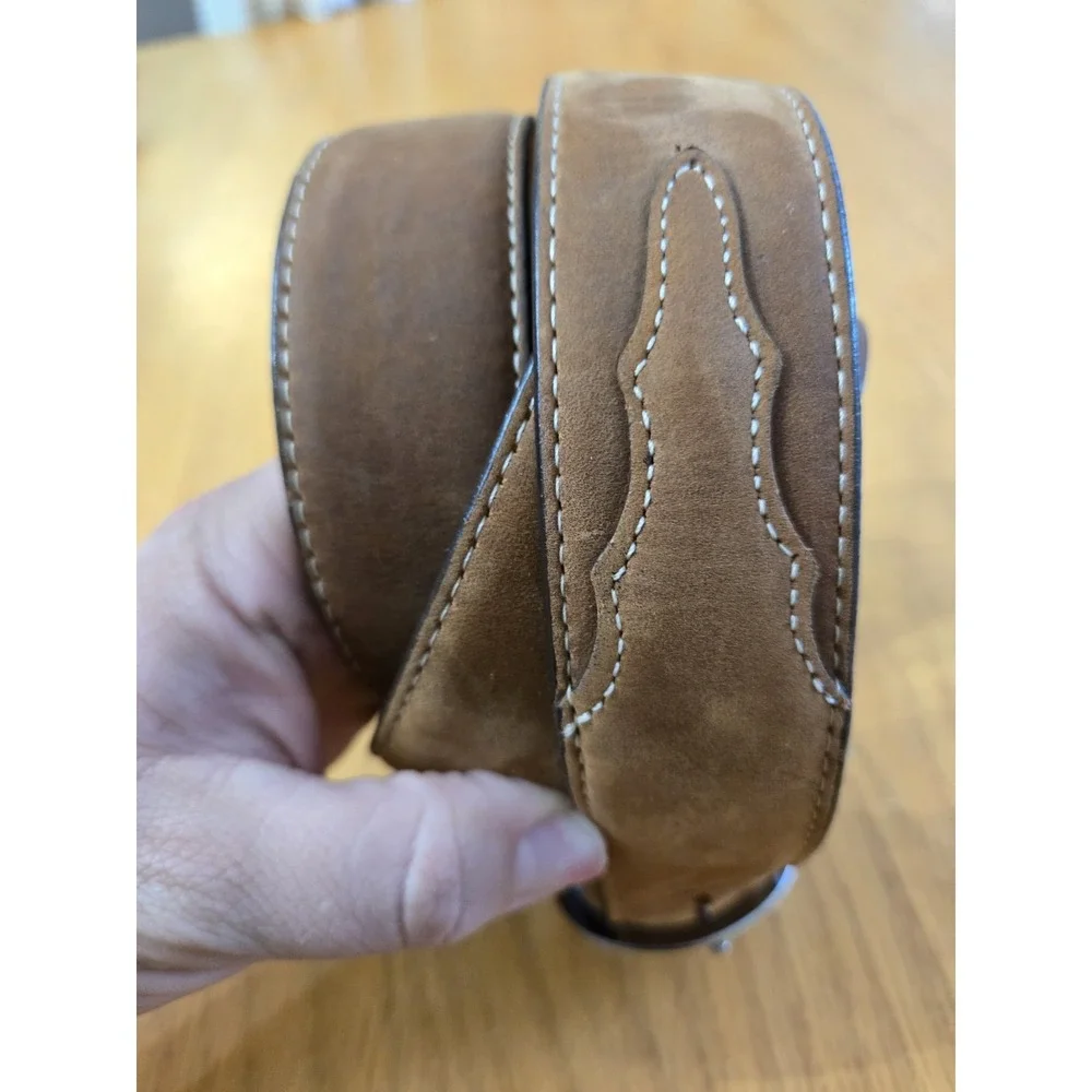 Justin Boots Mens Brown Leather Classic Western Belt Size 54 X5409 Top Grain USA